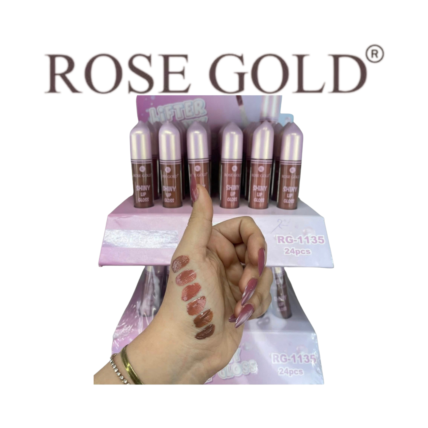 ملمع شفاه لامع "روز جولد" – موديل RG-1135 (عدد 24 قطعة)