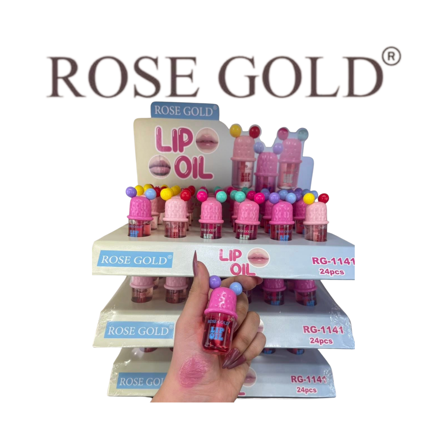 روز جولد زيت شفاه LIP OIL – ترطيب ولمعان بتصميم كروي جذاب