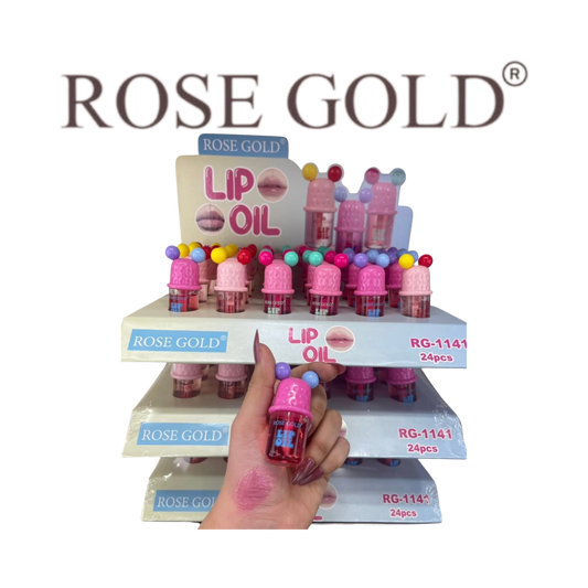 روز جولد زيت شفاه LIP OIL – ترطيب ولمعان بتصميم كروي جذاب