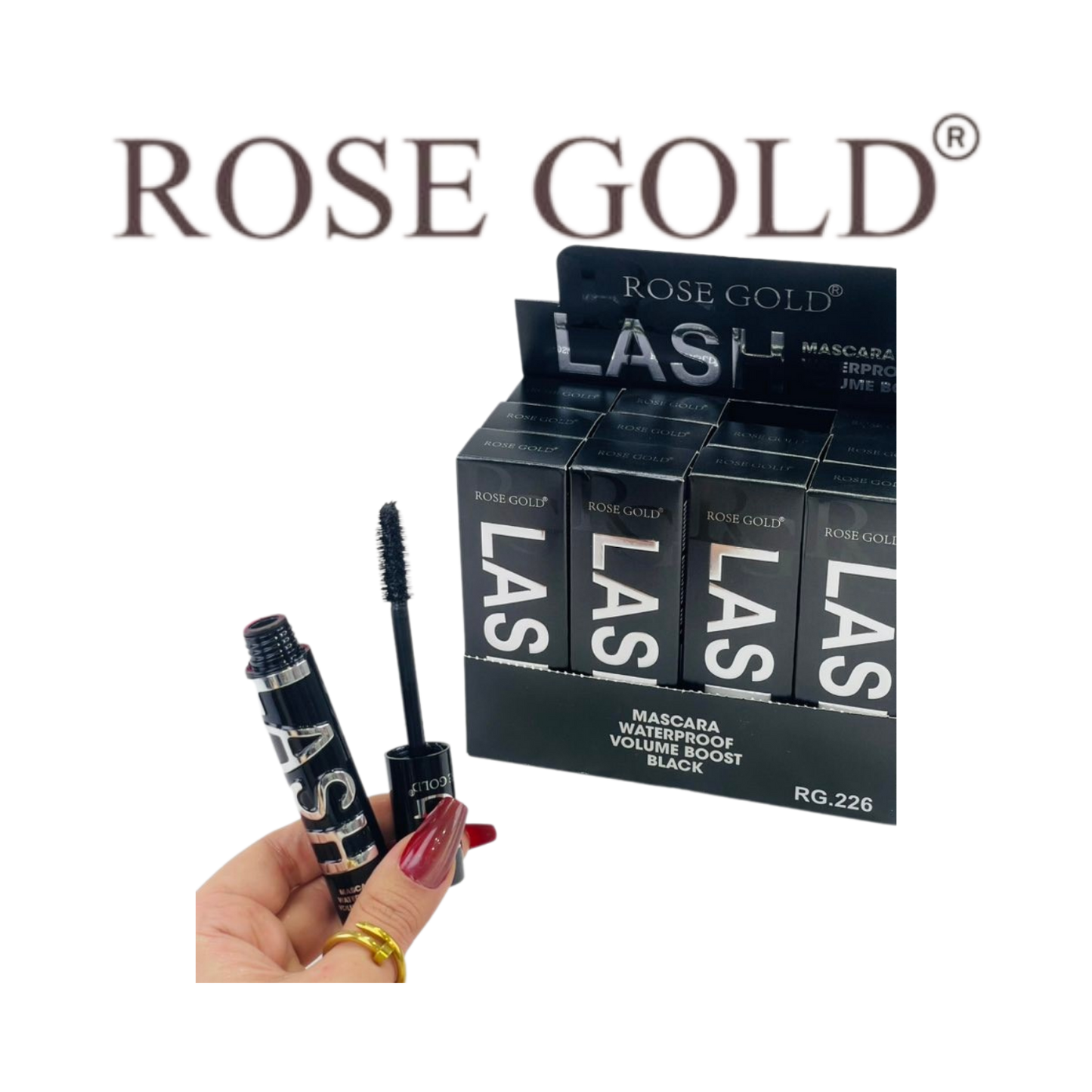 روز جولد ماسكارا LASH مقاومة للماء – حجم مضاعف بلون أسود جذاب