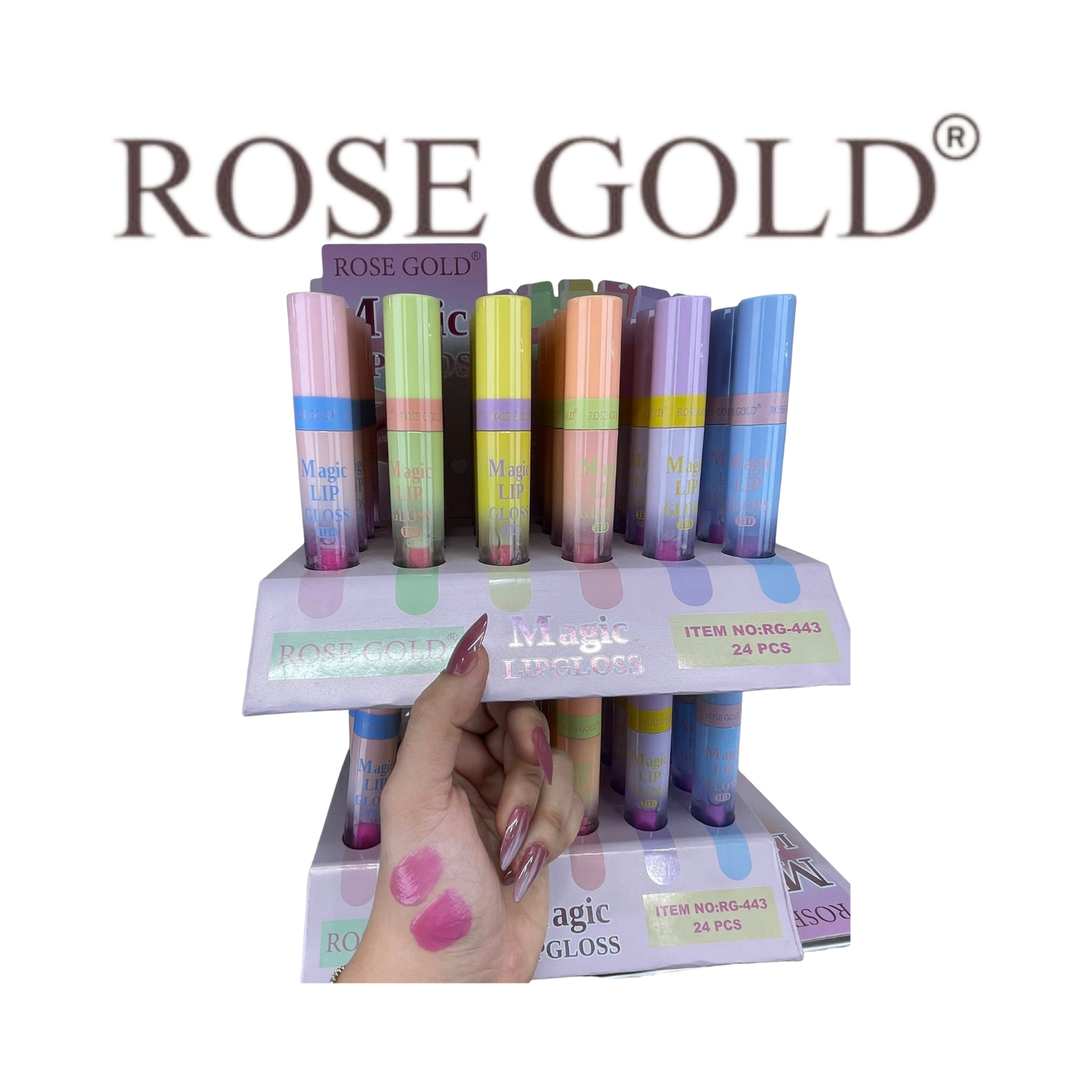 روز جولد MAGIC HD LIP GLOSS – ملمع شفاه بتدرجات لونية ولمعة عالية (RG-443)