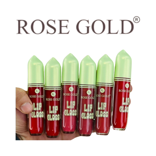 ملمع شفاه "روز جولد" – تصميم بلون أحمر لامع وغطاء أخضر