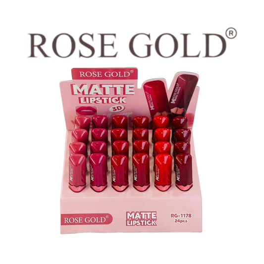 أحمر شفاه مطفي "روز جولد" – تغطية كاملة ثلاثية الأبعاد (موديل RG-1178، عدد 24 قطعة)